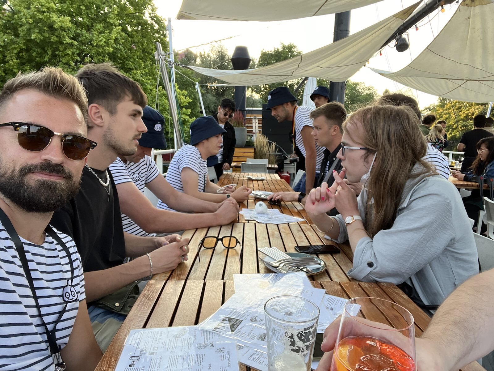 The team getting ready to enjoy some delicious food.